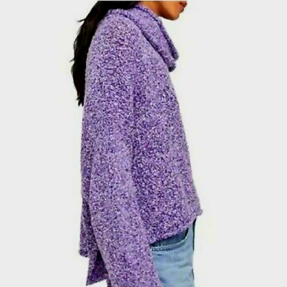 Free People Cozy Purple Knit Sweater, Size Small - Picture 2 of 2